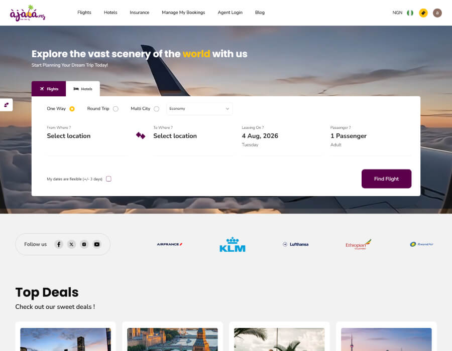 Ajala website screenshot