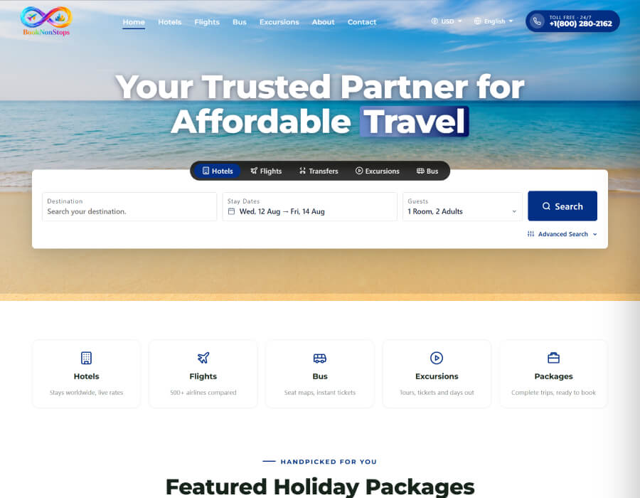 Book Non Stops website screenshot