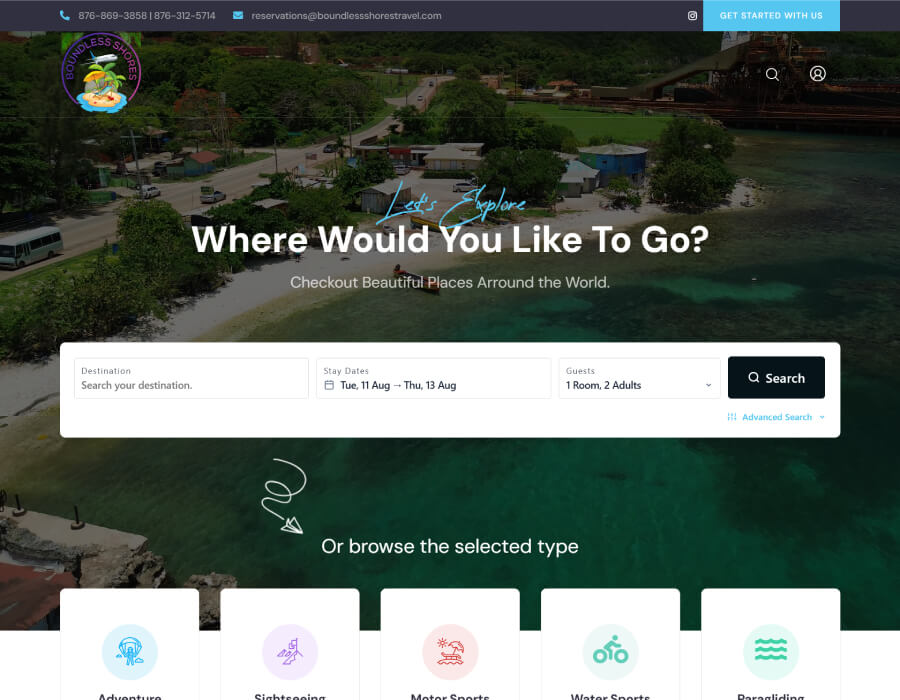 Boundless Shores website screenshot