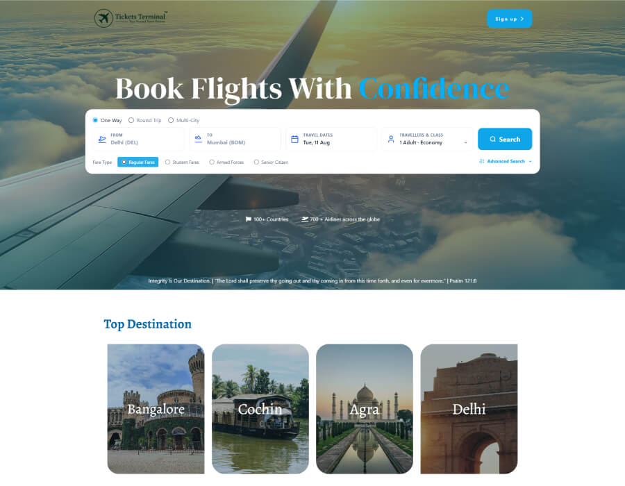 Tickets Terminal website screenshot