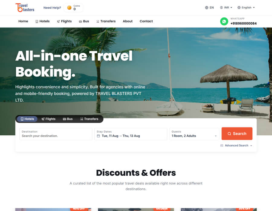 Travel Blaster website screenshot
