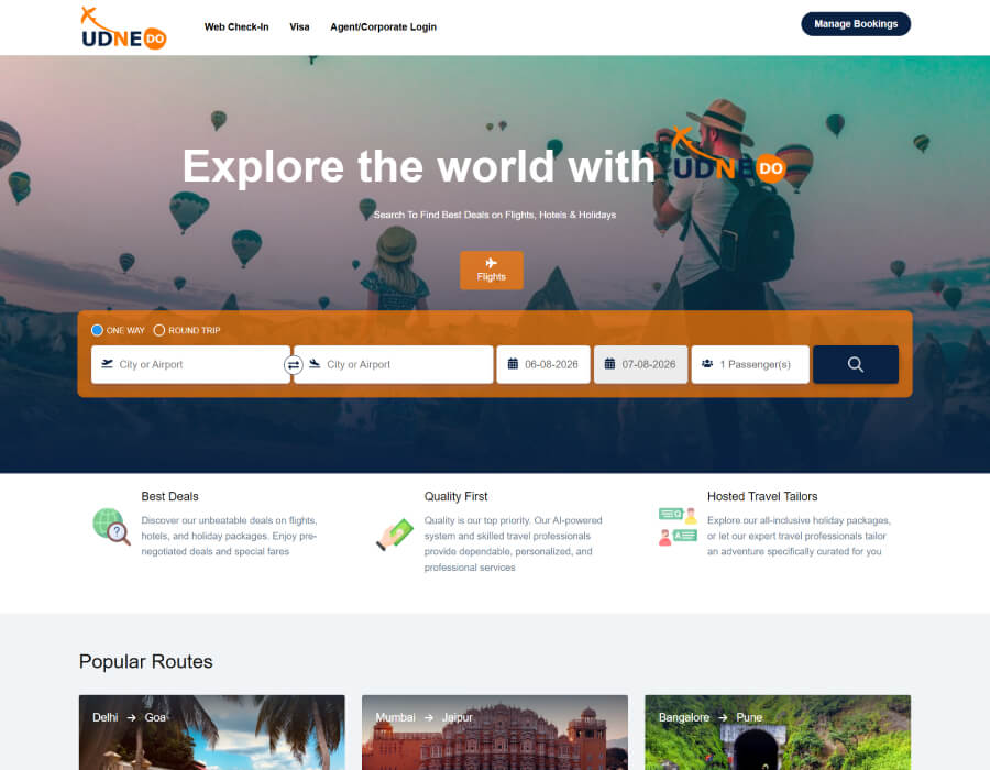 Udnedo website screenshot