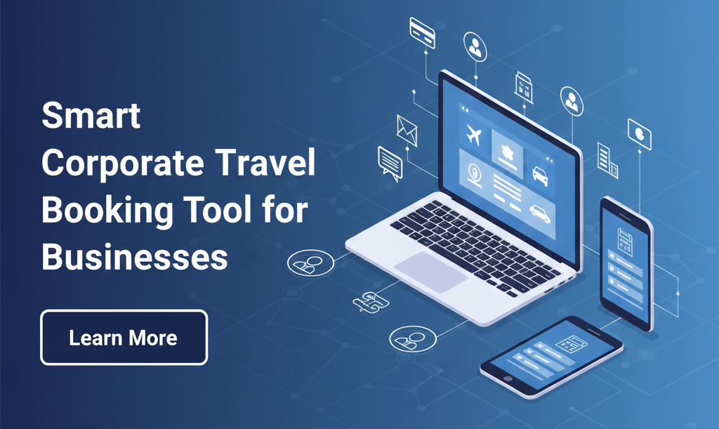 Employee using corporate travel booking system